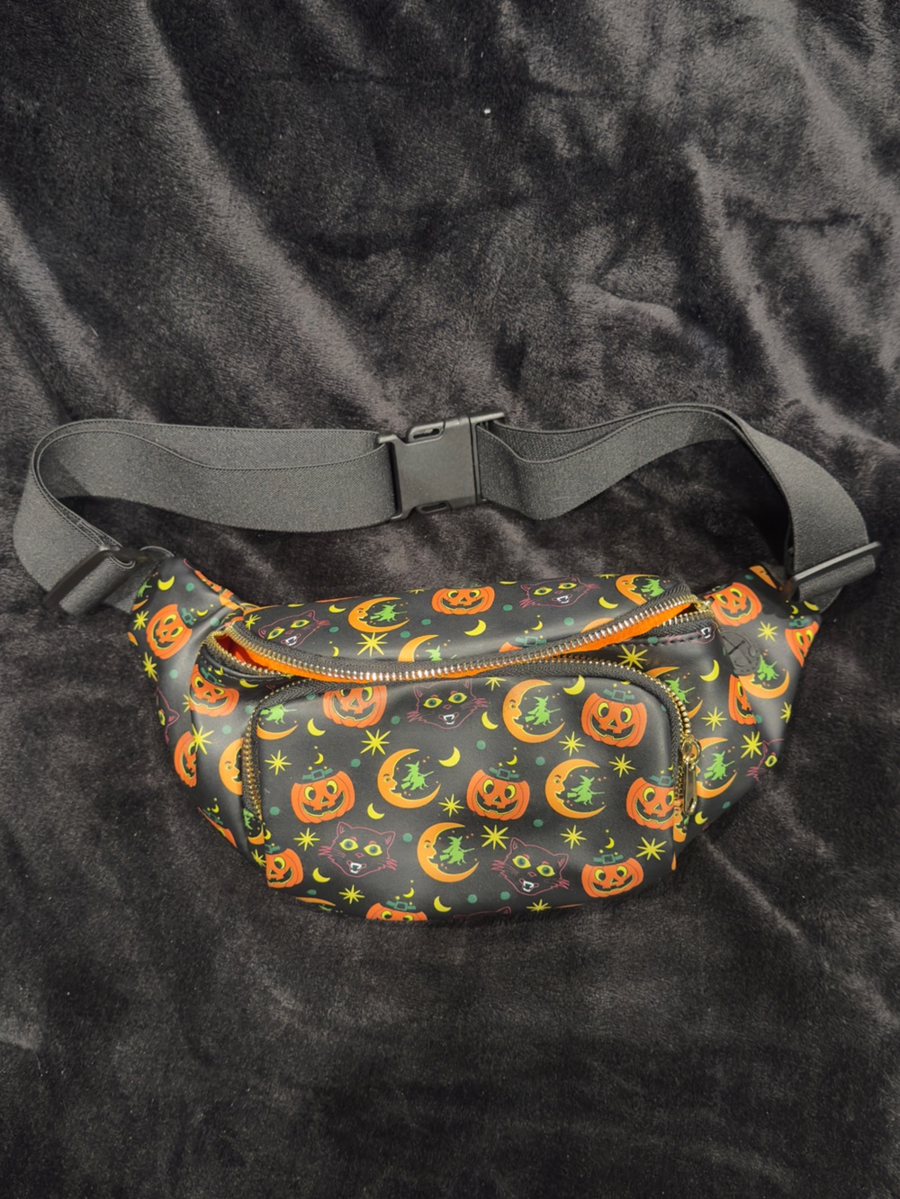 Backstitch Bruja Halloween Pumpkin Cat Belt Bag Fanny Pack Crossbody